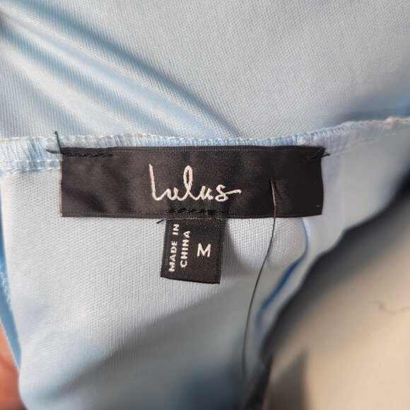 Lulus Forever Exceptional Light Blue Floral Halter Organza Maxi Dress Size M - Picture 6 of 8